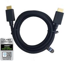 NÖRDIC CERTIFIED CABLES 2m Ultra High Speed HDMI2.1 8K 60Hz 4K 120Hz 48Gbps Dynamic HDR eARC Game Mode VRR Dolby ATMOS nylonflätad kabel guldpläterad