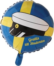Folieballong för Examensfest - Student 46cm Gul & Blå, för Helium eller Luft, Självförslutande för Studenten Firande, Examen