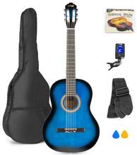 Gitarrpaket komplett -Blå färg MAX SoloArt klassisk akustisk gitarr (39") Starter Set - Blå
