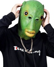 kul huvudbonader festival kul cosplay kostym mask unisex vuxen karneval fest grön fisk huvudmask huvudbonader #9307913