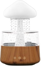 CH08 450ml Rain Humidifier Mushroom Cloud Colorful Night Lamp Aromatherapy Machine, Style: Without Remote Controller(Light Wood Grain)