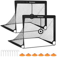 Rootz Fotbollsmål - Pop-up fotbollsmål - Set med 2 fotbollsmål - Fotbollsmål - Glasfiberstavar/polyesternät/Oxfordduk - Svart - 120 x 91 x 91 cm