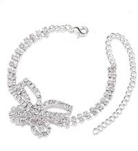 INF Strass anklet Butterfly Justerbar Bohemisk Silver