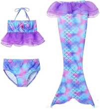 sjöjungfru baddräkt bikini mermaid tail flicka lila