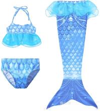 sjöjungfru baddräkt bikini mermaid tail flicka blå