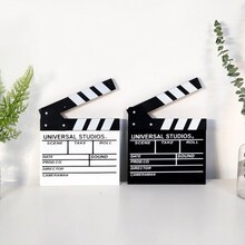 2 PCS Wooden Clapboard Director Film Movie Clapper Board Slate Home Decoration, Random Color Delivery
