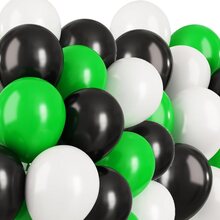 Ballonger Grön Svart Vit 24-pack - Ballong Vit Svart Grön för Babyshower, Barnkalas och Dekorationer Mix