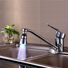 LED Water Tap Round Temperature Control 3 Färg Temperatur-känslig Discolored 360 graders Rotation Faucet Heads Blue