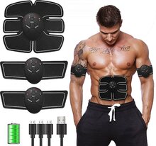 6pcs Muskel Paste Trainer Belt USB Charging Fitness Equipment Lazy Abdominal Arm övning svart