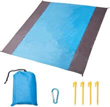 XXL Multifunktionell strandhandduk / strandmatta / picknickmatta - blå / grå (200 x 210 cm)