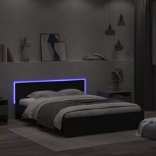 Sängram med huvudgavel och LED svart 160x200 cm