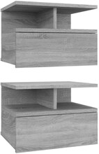 vidaXL Svävande sängbord 2 st grå sonoma 40x31x27 cm konstruerat trä