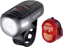 Sigma Cykelbelysning-set AURA 45 / Nugget Set LED Uppladdningsbara batteri Svart