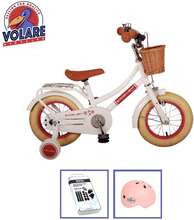 Volare barncykel Excellent - 12 tum - Vit - Inklusive cykelhjälm + tillbehör