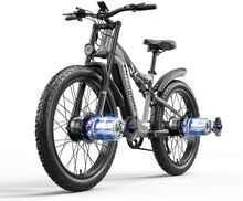 Shengmilo S600 Vuxen 2000 W Elcykel Dual Drive Motor, 840Wh SAMSUNG batteri, 3.0 tum breda däck Mountain Electric Bike, mattgrå