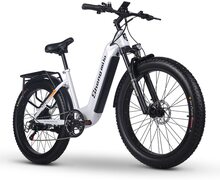 Shengmilo MX06 Elcykel för vuxen 48V BAFANG 1000W Motor 26 Inch Fat Tire City Kvinna E-Bike Cykel herr 48V 17,5AH SAMSUNG Batteri, Vit