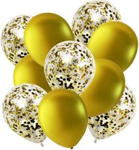 Ballonger Konfetti Fest Födelsedag Nyår - Vackra Hållbara Metalliska Guldballonger & Guldkonfettiballonger