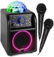Karaoke med 2 mikrofoner, Bluetooth och ljuseffekt Vonyx SBS55B BT Karaokemaskin med 2st mikrofoner och LED ljus - Svart färg