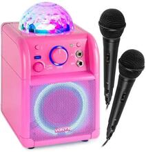 Karaoke med 2 mikrofoner, Bluetooth och ljuseffekt - Rosa Vonyx SBS55P BT Karaokemaskin med 2st mikrofoner och LED ljus - Rosa färg