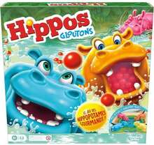 Gluttonous Hippos, brädspel för barn, brädspel, från 4 år, för 2 till 4 spelare, Hasbro Gaming