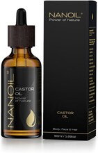 Ricinolja Nanoil Castor Oil 50ml - naturlig, kallpressad och oraffinerad arganolja för ansikte, kropp och hår