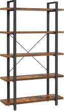 Vasagle bokhylla, 5-nivå industriell stabil bokhylla, förvaringsställ, rustikbrun och svart