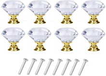 INF Diamantformade knoppar i glas Transparent/Guld 8 st