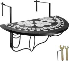 Hängande balkongbord med vikbart mosaikmönster 75x65x62cm - svart/vit