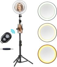 Ring Light Selfie Lampa LED med Spegel + Fjärrkontroll Stativ