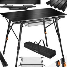 Campingbord Tina i aluminium , hopfällbart, höj- och sänkbart - svart