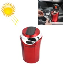 N12E Car Creative Ashtray Solar Power With Light And Cover With Cigarette Liighter (Red)