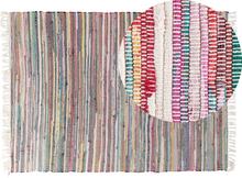 Matta Ljus Flerfärgad Bomull Polyester 140 x 200 cm Randig med Fransar Rektangulär Handgjord Boho Eklektisk