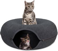 Kattbädd kattgrottfilt - katttunnel som kattsäng kattsäng grotta, säng eller tunnel som sovplats eller katthus gosig grotta lek tunnel katt munk mörkg