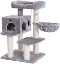 Rootz Cat Tower - Justerbart kattträd - Katthus - Skrapstolpe - Grå - 70 x 60 x 112 cm
