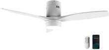 Cecotec 40 W 52" ceiling fan with remote control, Wi-Fi, IP44 protection, 6 speeds, 3 blades, winter-summer mode, and timer up to 8 hours.
