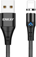 ENKAY 3A USB to 8 Pin Magnetic Fast Charging Data Cable with LED Light, Length:2m(Black)