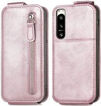For Sony Xperia 5 IV Zipper Wallet Vertical Flip Leather Phone Case(Rose Gold)