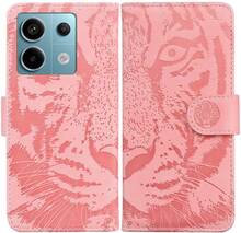 For Xiaomi Redmi Note 13 Pro 5G Tiger Embossing Pattern Leather Phone Case(Pink)