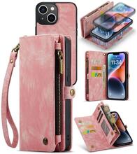 CASEME iPhone 14 Plus Plånboksfodral Äkta Läder Detachable - Rosa
