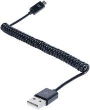 Android Laddkabel USB/Micro USB Spiralkabel (Svart)