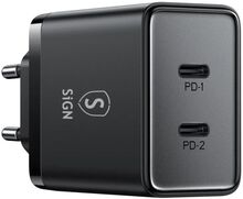 SiGN Dual USB-C PD Laddare 40W - Svart