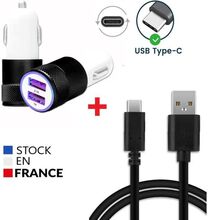 Autoladdarpaket + 1 USB Type C-kabel för Samsung Galaxy A13 5G 2X ultrakraftig laddare (5V - 2.1A) + 1 1M kabel - SVART