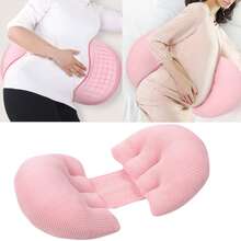 Pregnant Waist Support Cotton Pillow Side Sleepers Cushion Removable and Washable Abdomen Pillow(Pink)