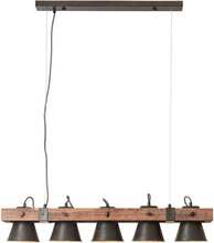 BRILLIANT lampa Ploglampa 5-lågor svart stål / trä | 5x A60, E27, 10W, gf normala lampor n, Ent, | Svängbara huvuden | Kabeln kan förkortas