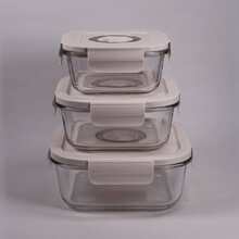 Kvadratiska vakuummatlådor i glas (3-pack) Förlänger hållbarheten, smakerna & näringen i maten.