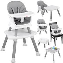 Barnstol - barnstol - 6-i-1 - multifunktionell - gråvit