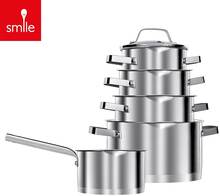 Smile - 10-delad kastrullset - Induktionskastrullset - Rostfritt stål - Grytor - Lämplig för alla värmekällor - MGK-11 - Kastruller