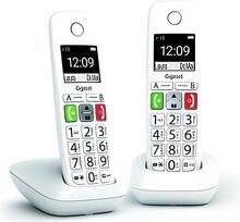 Trådlös fast telefon - GIGASET - E290 Duo White - Stor skärm - Stora knappar - Audio Boost