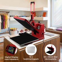 Heat Press Digital Transfer Machine Sublimation Printer 50 x 50cm Flat Clam Touchscreen Display Adjustable Pressure Ink Vinyl 250°C