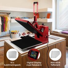 Heat Press Digital Transfer Machine Sublimation 50 x 50cm Flat Clam Teflon Sheet Touchscreen Display Ink Vinyl 250°C DIY 10 Sublimation Sheets